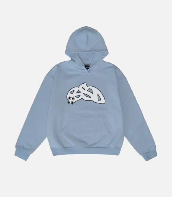 99Based Star Printed Hoodie Sky Blue