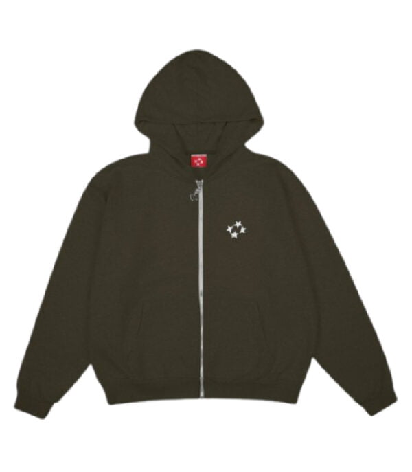 Logo Zip Hoodie Olive