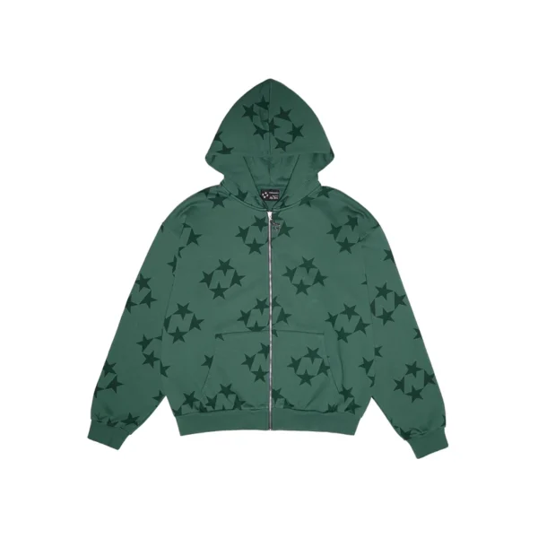 99BASED Tonal Monogram Zip Hoodie Green